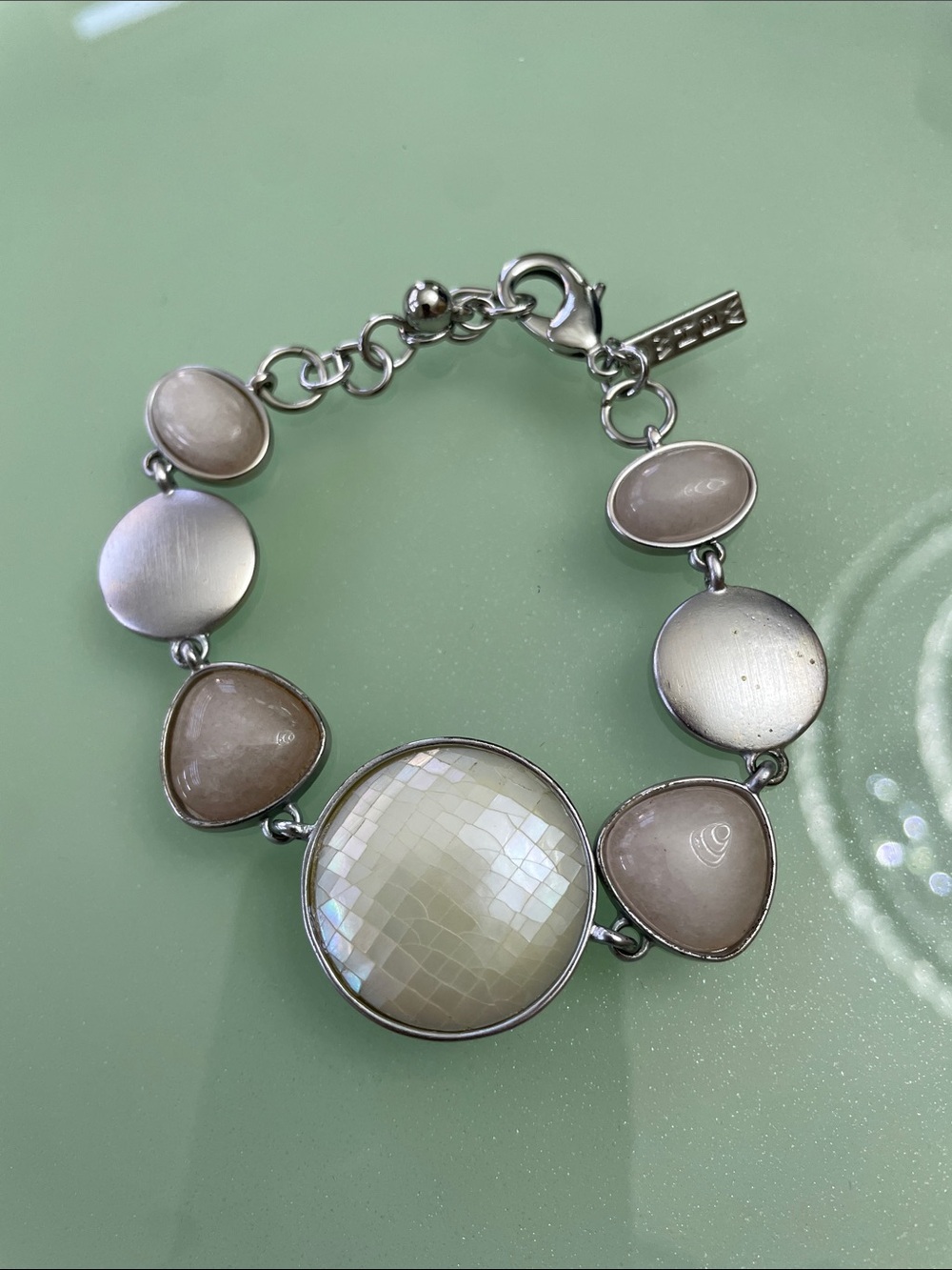 White House Black Market Silver-Tone Mother-of-Pearl Cabochon Bracelet